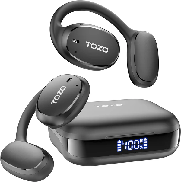 TOZO OpenEgo – سماعات رياضية مفتوحة بتصميم Earhooks مرن، شاشة رقمية ذكية، وتقنية صوتية OrigX ثلاثية الأبعاد