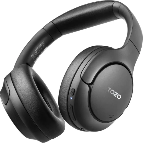 TOZO HT2 – سماعات رأس لاسلكية فوق الأذن بتقنية إلغاء الضوضاء النشط الهجين، صوت عالي الدقة Hi-Res، وبطارية خارقة تصل إلى 60 ساعة