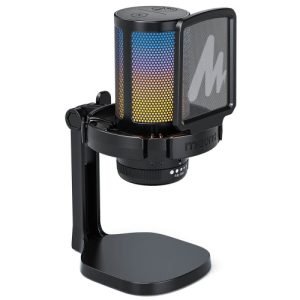 Maono DM20 – ميكروفون مكثف (USB) مخصص للألعاب وصناع المحتوى، إضاءة RGB ديناميكية، ومفتاح كتم فوري بلمسة واحدة