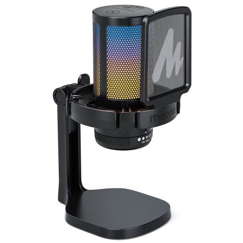 Maono DM20 – ميكروفون مكثف (USB) مخصص للألعاب وصناع المحتوى، إضاءة RGB ديناميكية، ومفتاح كتم فوري بلمسة واحدة