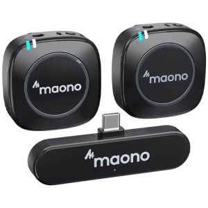 Maono WM820 C2 – نظام ميكروفون لاسلكي ذكي لشخصين مع منفذ Type-C، بث مستقر فائق النقاء، وحلول تشغيل فورية للهواتف الذكية والحواسب
