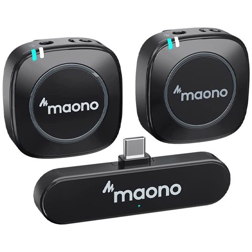 Maono WM820 C2 – نظام ميكروفون لاسلكي ذكي لشخصين مع منفذ Type-C، بث مستقر فائق النقاء، وحلول تشغيل فورية للهواتف الذكية والحواسب